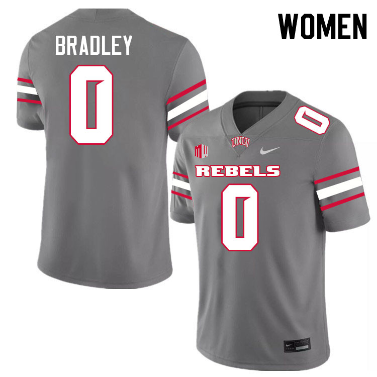 Women #0 Jaden Bradley UNLV Rebels College Football Jerseys Stitched-Grey